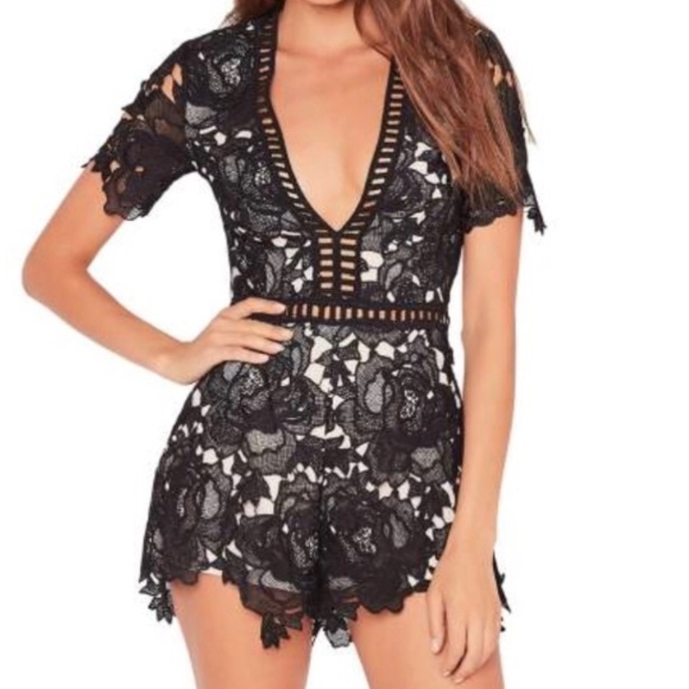 Missguided Black Lace Romper Size 6